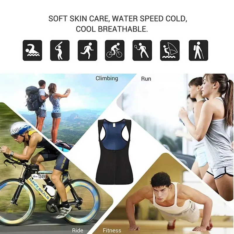 shapewear Sweat Enhancing Vest for Women Workout Training Heat Trapping Zipper Sauna Vest Slimming Tank Top Compression Shirts Polymer strapless shapewear