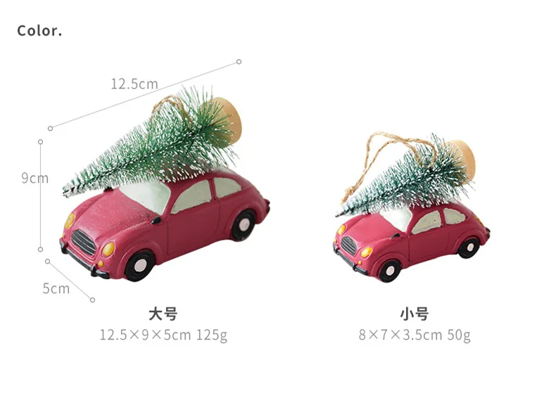 Полимерный Американский мини автомобиль тянет рождественскую елку небольшое украшение для рабочего стола рождественские украшения кулон Xmax орнамент QW248 - Цвет: small and large
