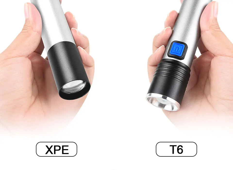 Мини USB Перезаряжаемый светодиодный светильник-вспышка XPE T6 масштабируемый светодиодный фонарь Водонепроницаемый походный светильник встроенный аккумулятор 1200 мАч 800 мАч