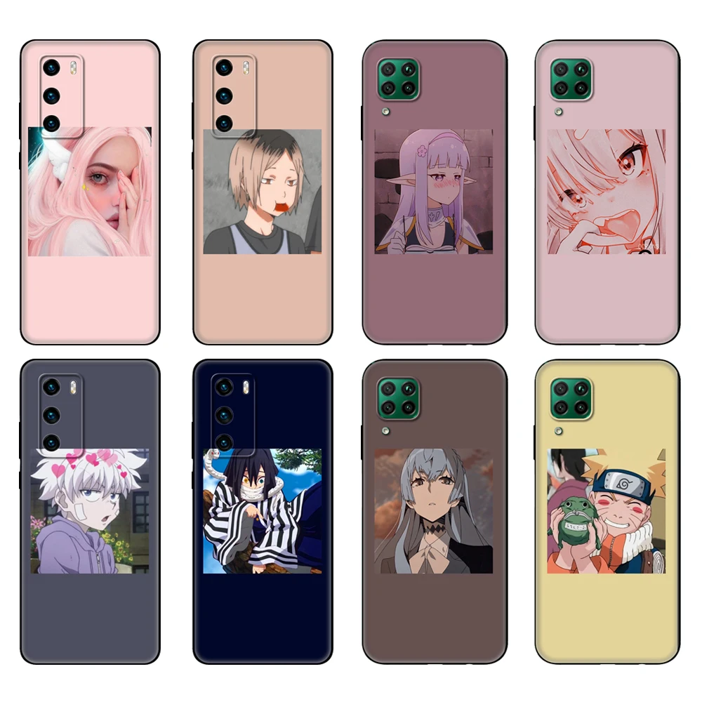 Custodia In Tpu Nero Per Huawei P30 Lite P30 Pro P40 Custodia Per Huawei P40 Lite E P Smart 2020 Cover Icone Anime