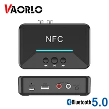 VAORLO NFC 5,0 Bluetooth приемник A2DP AUX 3,5 мм RCA разъем USB умное воспроизведение стерео аудио беспроводной адаптер для автомобиля Комплект динамик