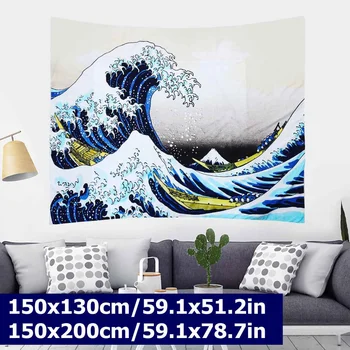 

Sea Waves Tapestry Wall Hanging Beach Hippie Bedspread Throw Cover Home Textile Decor