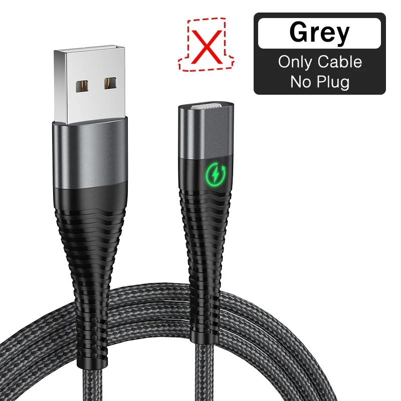 Магнитный светодиодный кабель REDNUT, 1 м, 2 м, Micro usb type C, магнитный usb-кабель для зарядки iPhone X XS Max XR 7 8, huawei, samsung, xiaomi, LG - Цвет: Only Grey Cable