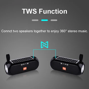 

TG182 MP3 Outdoor Loudspeaker Portable Column Wireless Stereo Music Box Solar Power Bank TWS Connection Bluetooth Speaker