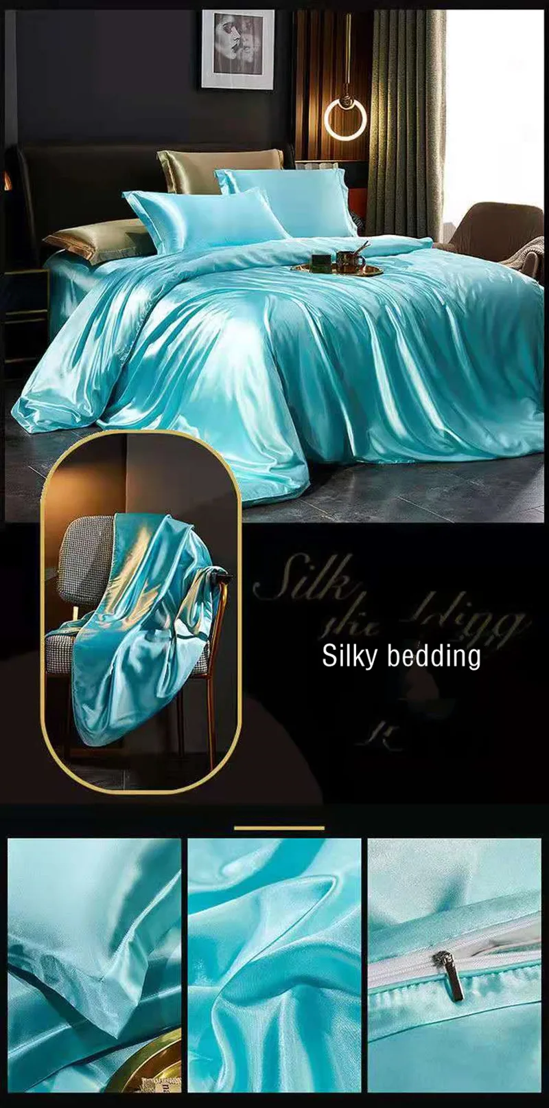 revestido de cama, seda pura de alta qualidade, vestimenta de cama