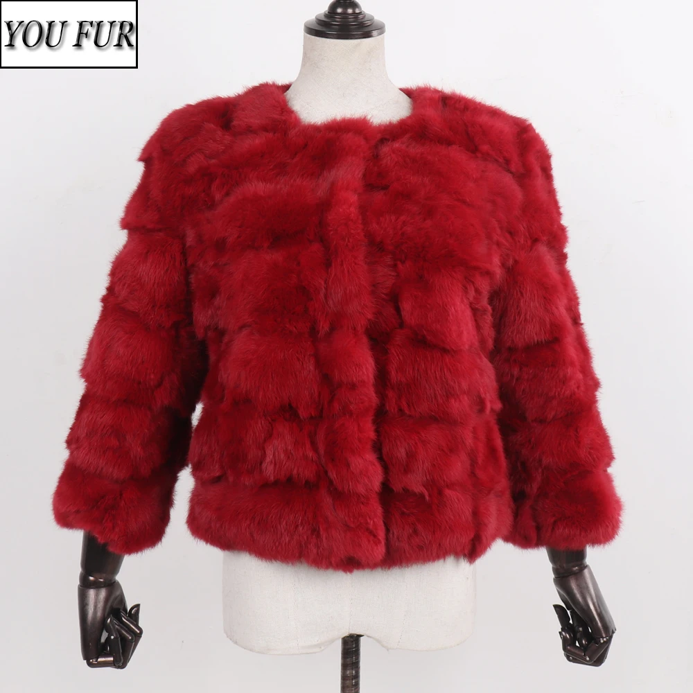 Лидер продаж 2020 зимнее пальто из натурального кроличьего меха женская теплая
