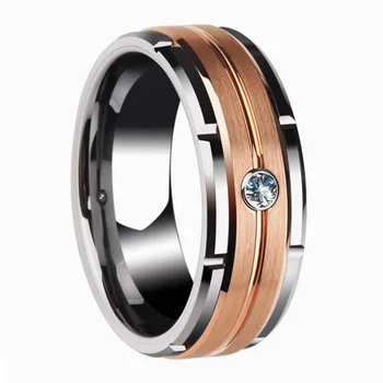 

Wholesale Men's Ring Charm Rose Gold Color 8mm Ring Trendy Men Jewelry For Male Valentine's Day Gift