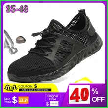 Высокое качество; Прямая ; мужская летняя дышащая рабочая обувь со стальным носком; защитная мужская обувь