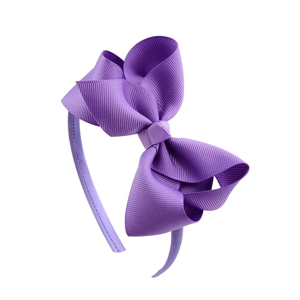 1 PCS Fashion Grosgrain Ribbon Bows Baby Girls Elastic Hairband Solid Color Handmade Bowknot Toddler Hair Hoop Kids Accessories Baby Accessories cute	 Baby Accessories