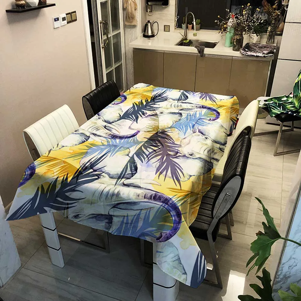 

Desk Table Cloth Covers Rectangular Dinner Tablecloth Home Garden Kitchen Decor Oilproof Striped Elephant Household Table Cover