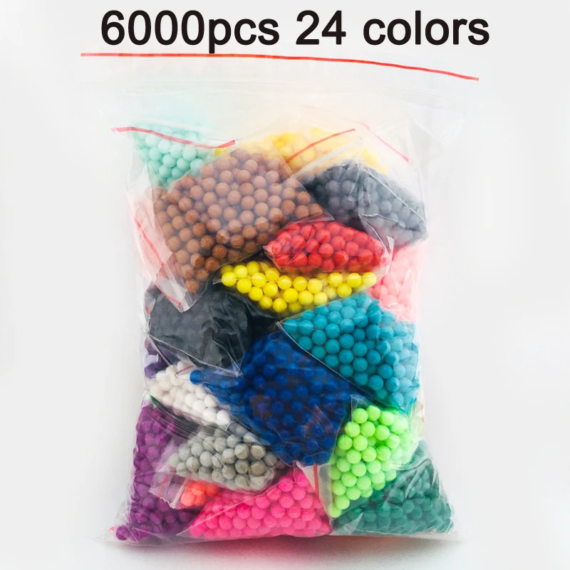 

6000pcs 24color Beads Puzzle Crystal Color Aqua DIY Beads Water Spray Set Ball Games 3D Handmade Magic Toy for Children