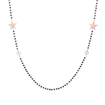 

Stainless Steel Small Moon Star Necklaces Black Crystal Beads Chain Classics Beaded Pendant Necklace For Wome Collier femme