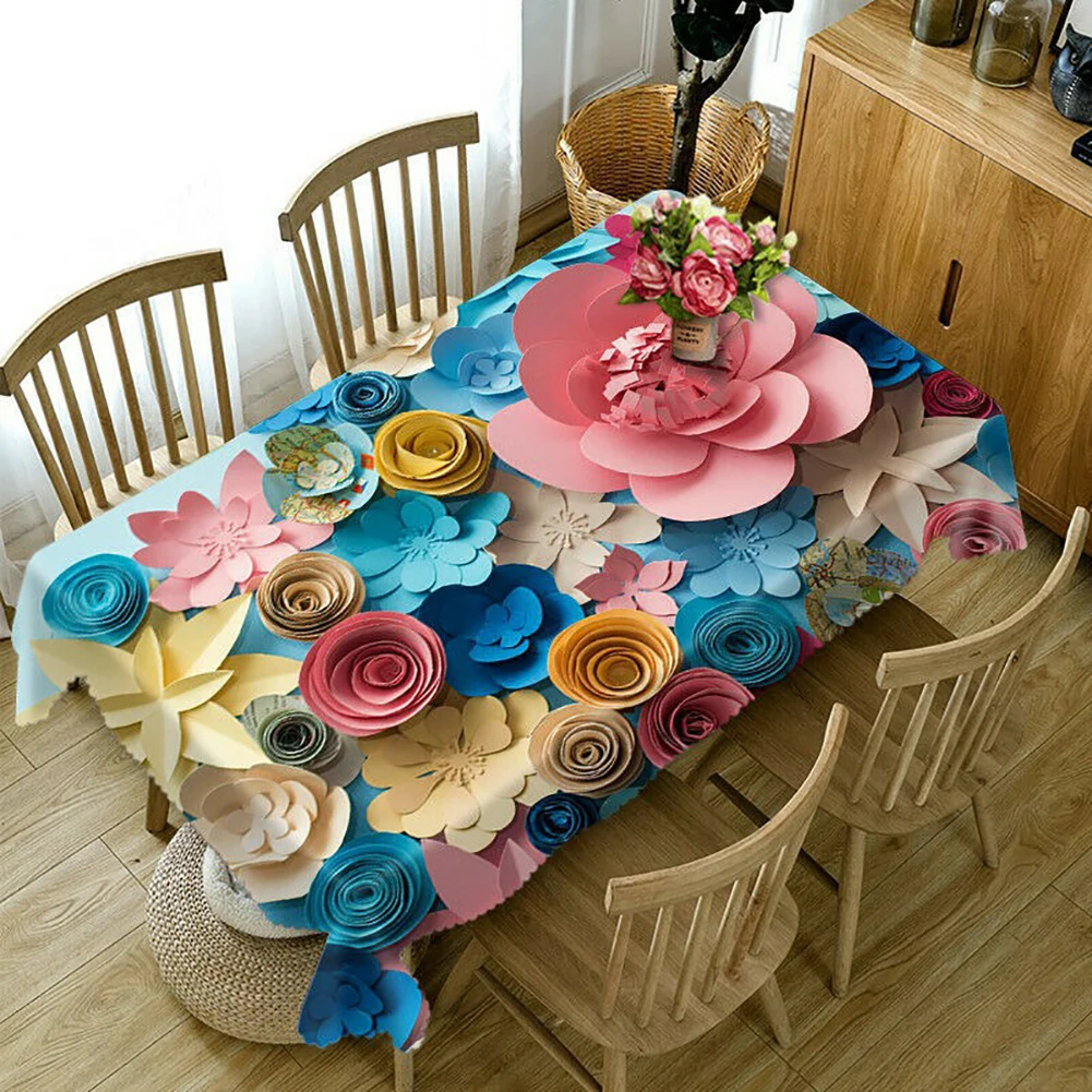 80x150cm Текстильный обеденный стол Blossom с рождественским принтом, пылезащитный чехол, свадебные, для домашнего декора, вечерние, полиэстер, 3D цветок, водонепроницаемый - Цвет: 80x150cm