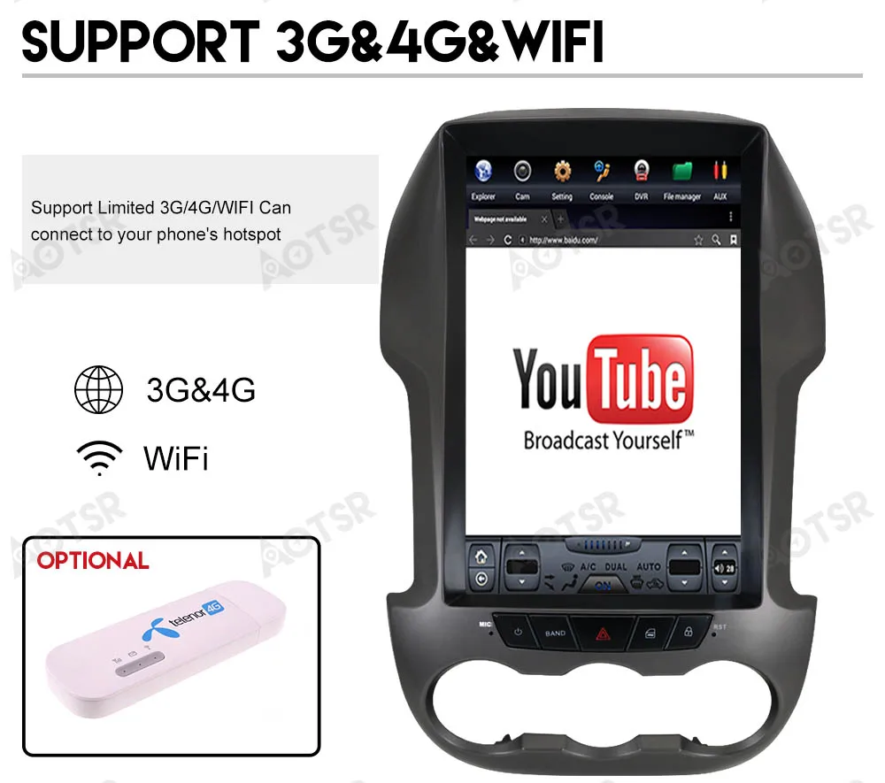 Top Tesla Style Screen Newest Android 8.1 RAM 4G ROM 64GB Car DVD Player GPS Navi car Radio Screen For Ford Ranger 2011-2016 unit 24