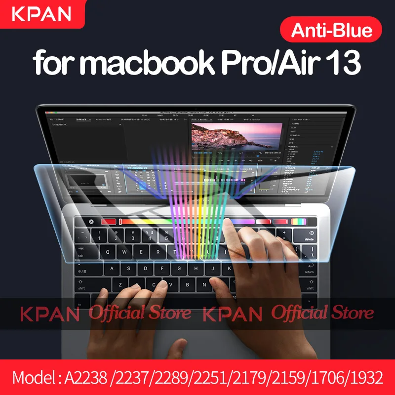 KPAN Anti-blue Light Flexible Glass Film Macbook Air Pro 13 Screen Protector A2337 2338 2289 2251 2179 2159 1932 1989 1706 1708