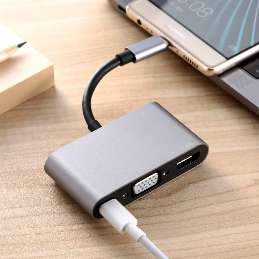 Тип-c на hdmi+ vga+ PD+ аудио+ USB 5 в 1 конвертер двойной экран дисплея
