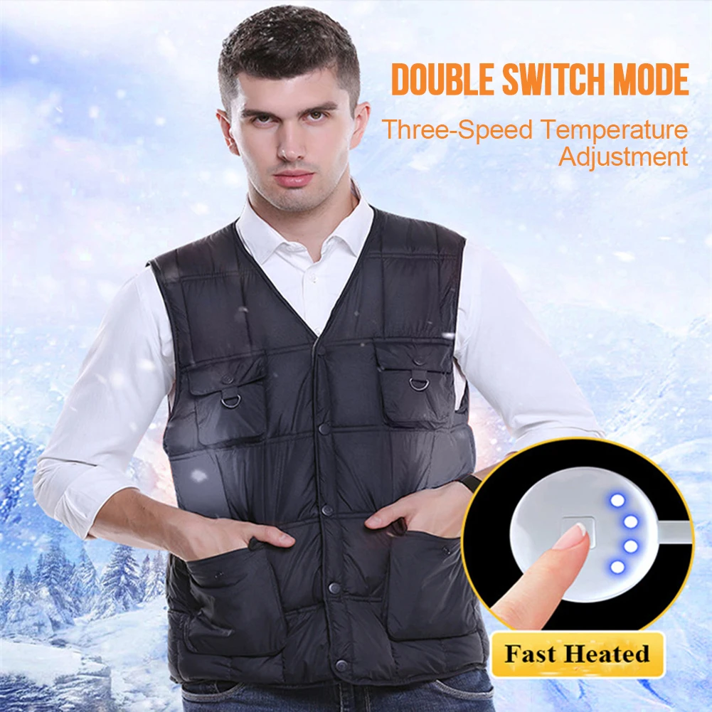Winter Heating Warm Vest Graphene Carbon Fiber USB Smart Washable Size