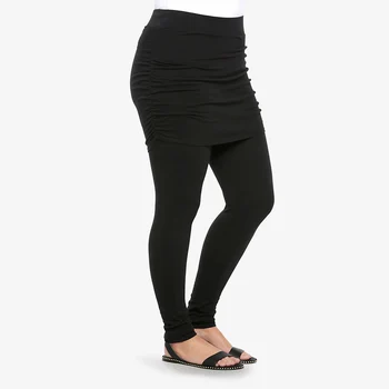 

Plus Size Women Leggings Sexy Wrap Hip Side Pleated Skirt Slim Fake Two Pieces Fitness Leggings Seamless High Waist Pants D30