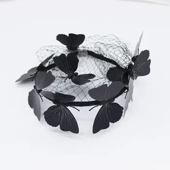 

Baroque Black Butterfly Headbands Hollow out Hair Hoops Mesh Hairbands Luxury Smart headdress headpiece for women girls ladies