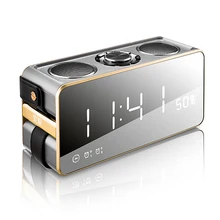 Беспроводной Bluetooth динамик открытый 25 Вт сабвуфер зеркало двойной будильник домашний стол 3D объемный динамик s поддержка TF AUX