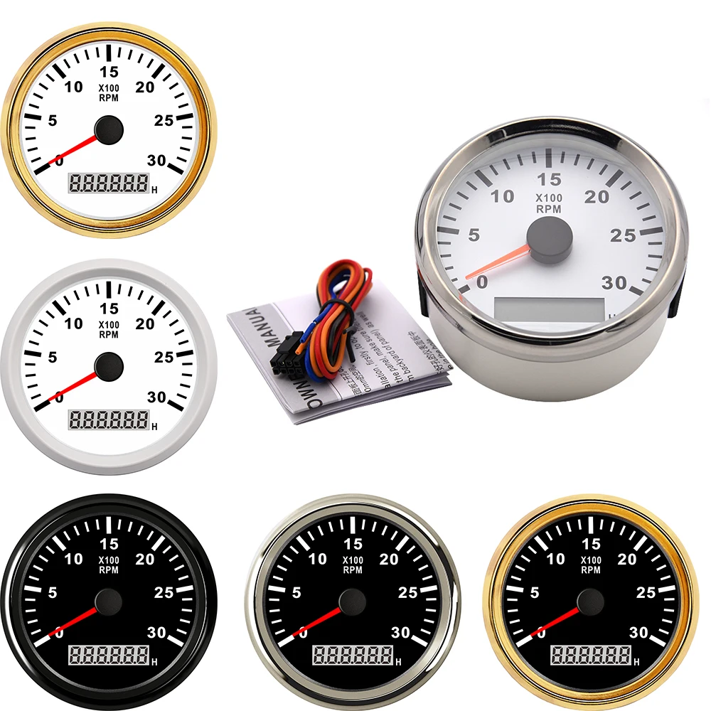 85mm Gauge Tachometer 3000RPM With Hour meter Truck Car Boat Diesel Engine RPM Tacho Speed Meter REV Counter Red LED | Автомобили и