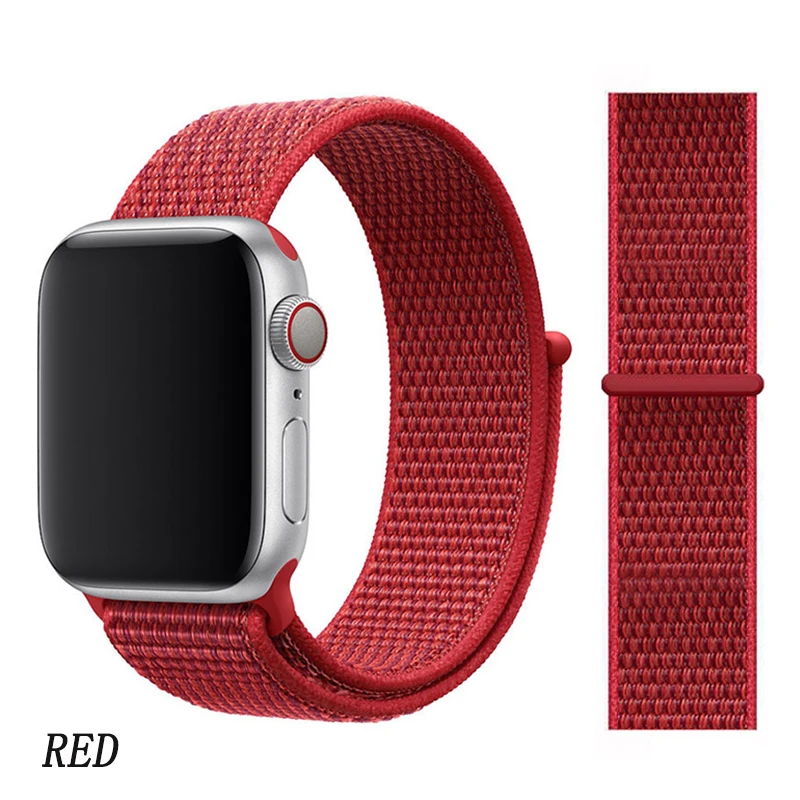 Ремешок для apple watch 5 4 band correa apple watch 42 мм 44 мм 38 мм 40 мм iwatch series 5 4 3 2 1 нейлоновый браслет pulseira - Цвет ремешка: RED