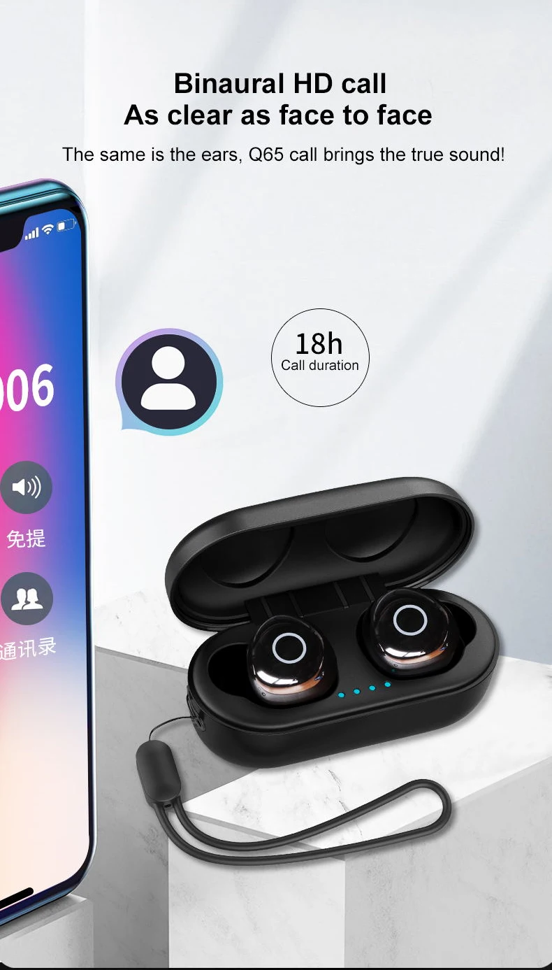 Q65 Pro TWS Bluetooth наушники стерео Bluetooth наушники портативные беспроводные Спортивные IPX7 водонепроницаемые наушники