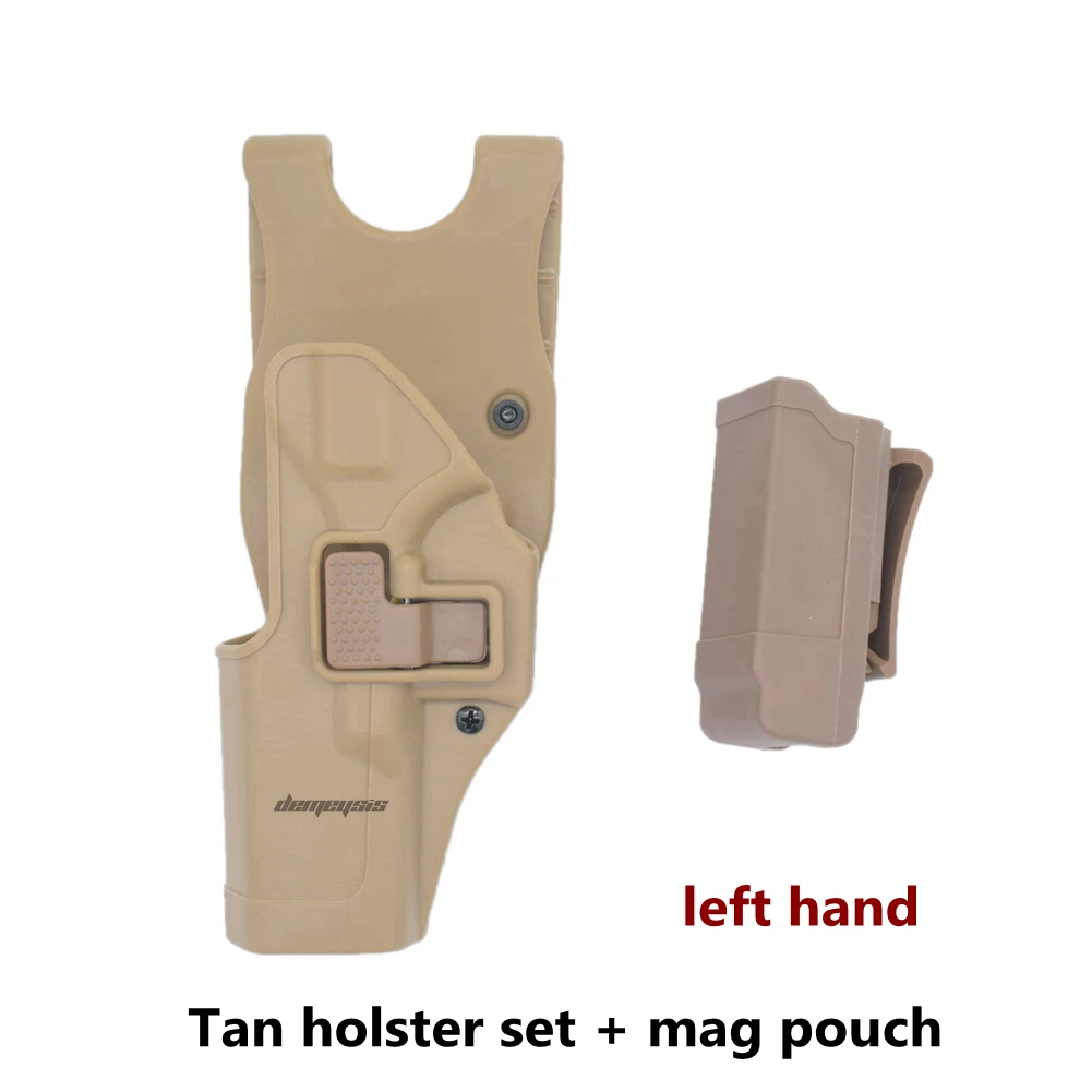 tan mag holster Левая рука Военная стрельба Талия кобура для охоты CS пояс кобуры тактический Глок кобура для Глок 17 19 22 23 31 32 - Цвет: tan mag holster