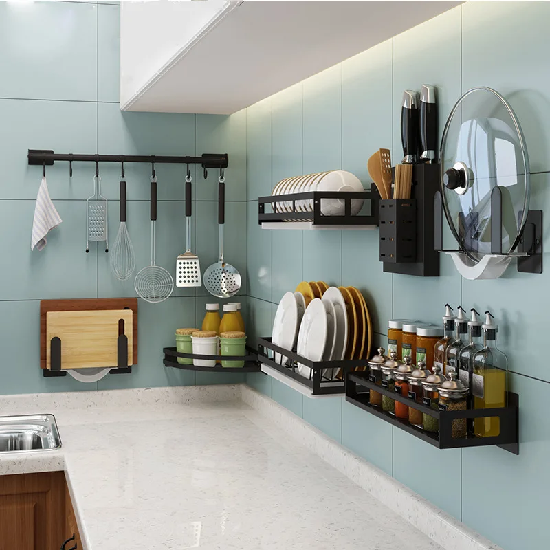 

Currently Available New Style Stainless Steel Kitchen Shelf Wall Soup Spoon Pot Cover Kitchenware Hanging Hole Punched Hanging R