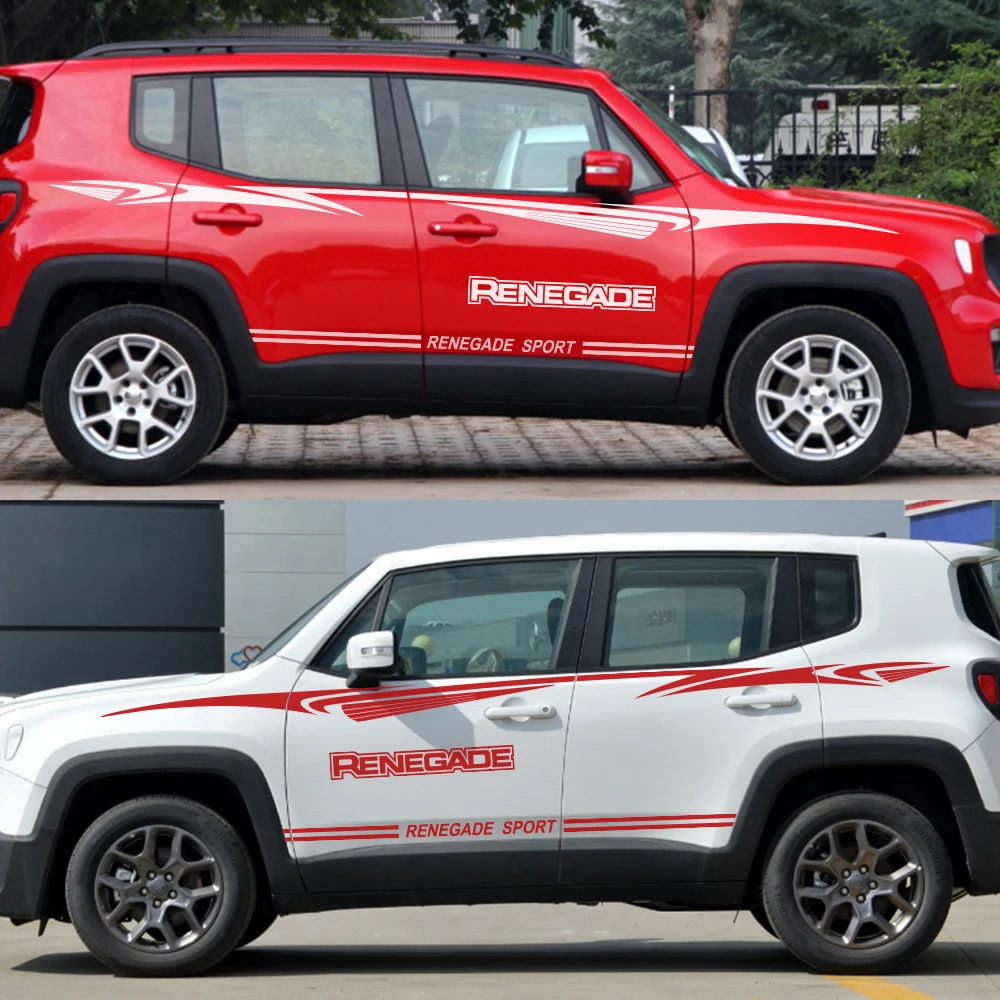2 шт. для Jeep Renegade, автомобильная наклейка, виниловая пленка, авто гонки, полоса, Стайлинг, украшение, сделай сам, наклейка, водонепроницаемая, тюнинг автомобиля, аксессуары