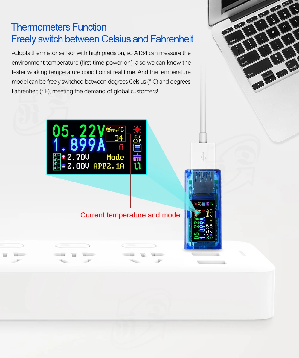 AT34 AT35 USB 3.0 color LCD Voltmeter ammeter voltage current meter multimeter battery charge power bank USB Tester