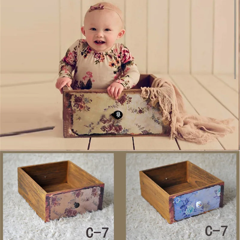 Newborn Photography Prop Photography Baby Props Photo Props Baby Studio Accessori Drawer Frame Two Sides Printing Newborn Shoot