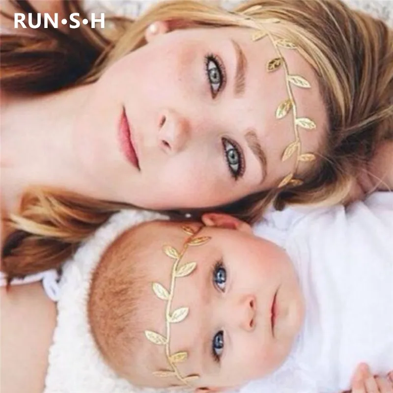 

2Pc/Set Mother Baby Mom and Me Golden Leaf Floral Turban Hair Band New Hair Accessories Girls Turban Headwear Baby Headband Bows