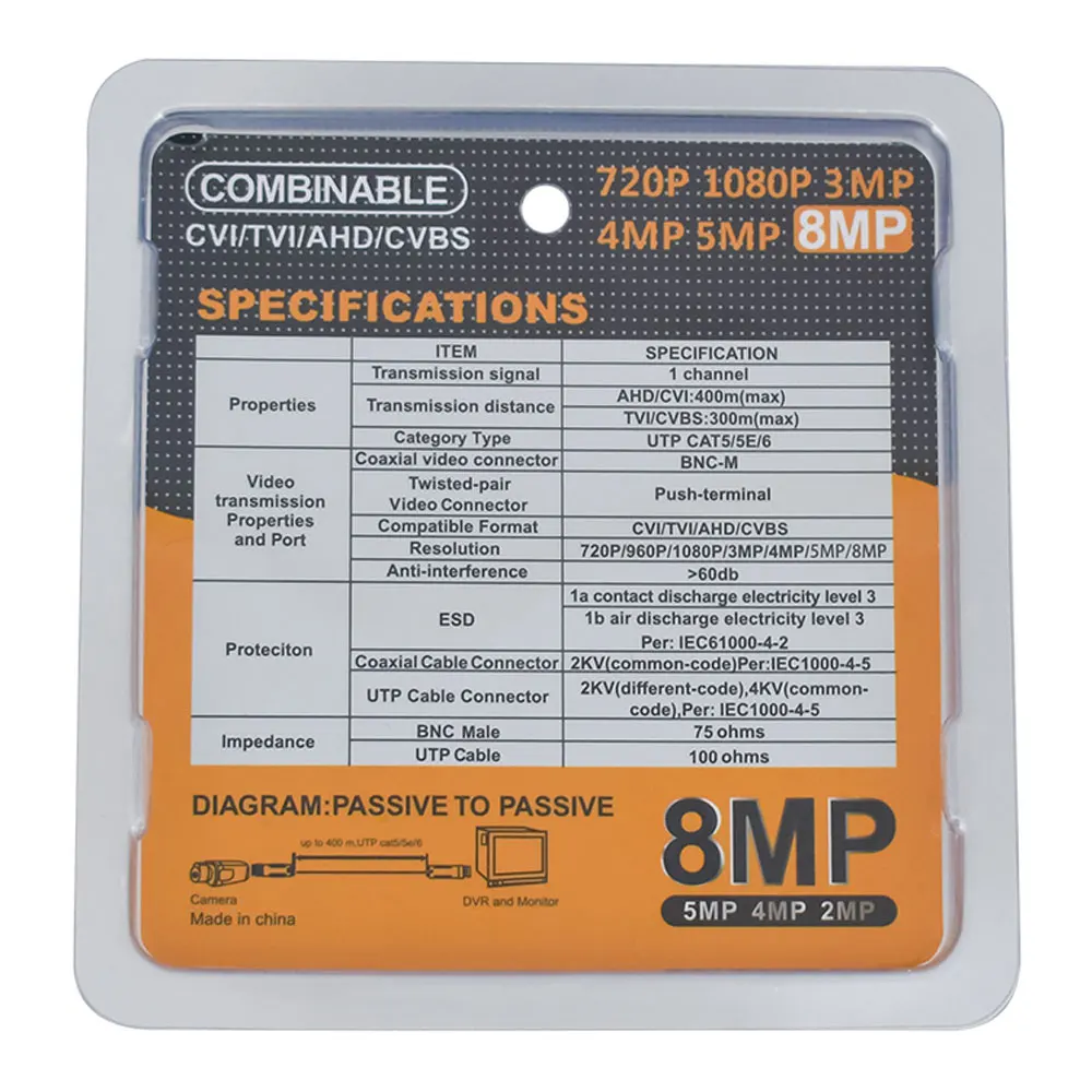 balun transmissor ahd hd cvi tvi cvbs passivo par trancado 05