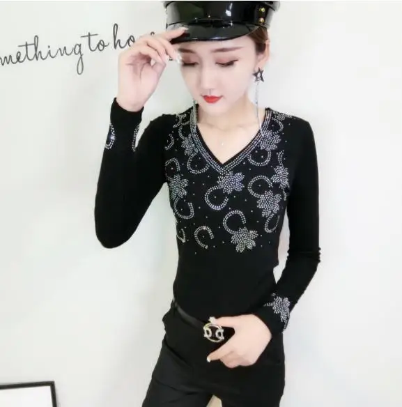 picture color Алмазный Camisetas Mujer футболка Для женщин Стразы леди футболка Для женщин s футболки женские топ Vetement Femme в стиле «панк-рок»; одежда для детей; - Цвет: picture color