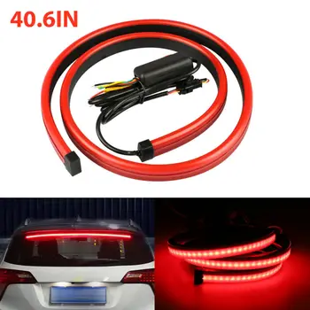 

1pc Rear Windshield Third High Brake Driving Super Bright LED Light Red Car Turn Signal Light Strip Waterproof DC12V 40Inch