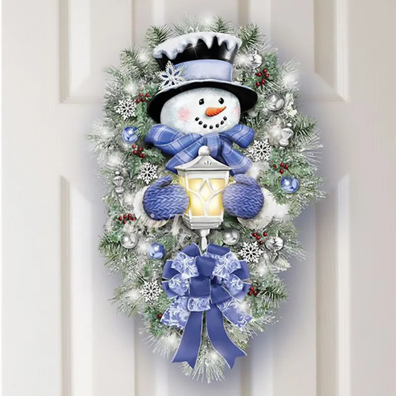 

2021 New Year Christmas Decoration 2022 Stickers for Home Outdoor Window Snowman Wreath Xmas New Year Door Wall Party Decoration