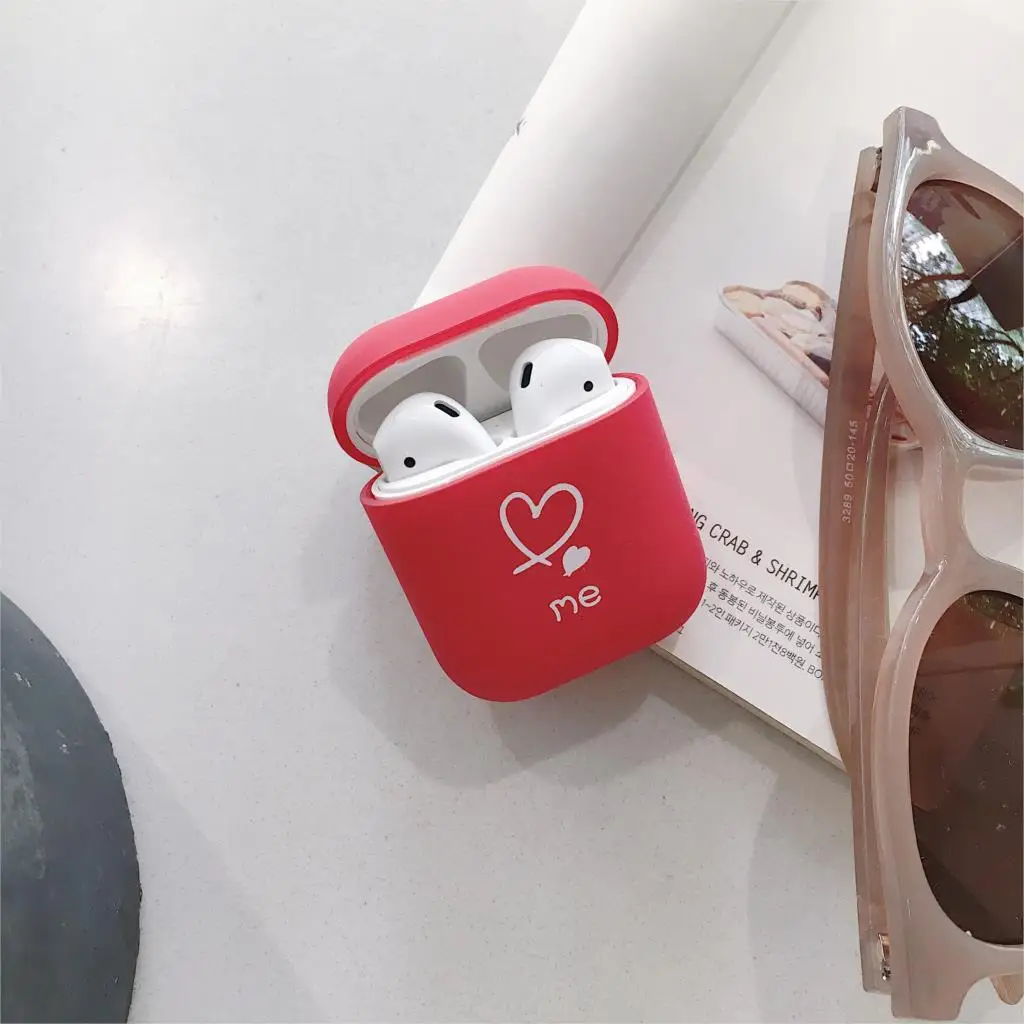 02 Милый чехол для наушников Apple AirPods 1 2 чехла AirPods2 защита Air Pods матовая кожа матовая жесткая розовая в виде сердца аксессуары - Цвет: 02
