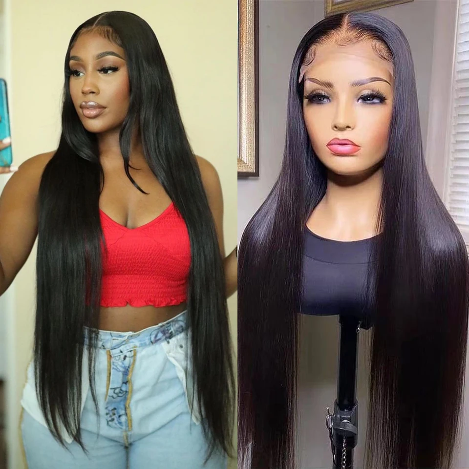 

13X 4 парики из человеческих волос на сетке спереди, прямые парики на сетке спереди, Прозрачный передний парик на сетке, предварительно выщипанные бразильские парики из человеческих волос