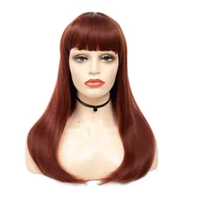 Cheap LIHUI Silky Straight Hair Synthetic Wigs Wine red Brown Wig Heat Resistant Wigs With Natural Hairline Wigs for Women Cheap LIHUI Silky Straight Hair Synthetic Wigs Wine red Brown Wig Heat Resistant Wigs With Natural Hairline Wigs for Women