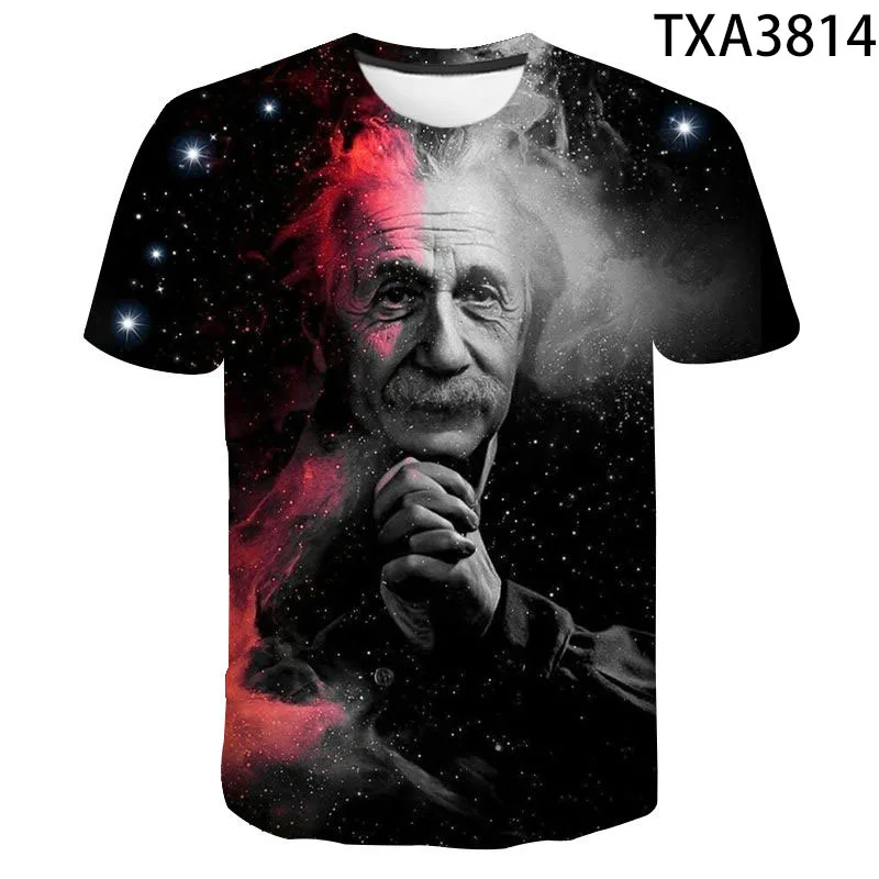 Футболка с 3D-принтом известного физика ученого летняя футболка коротким рукавом