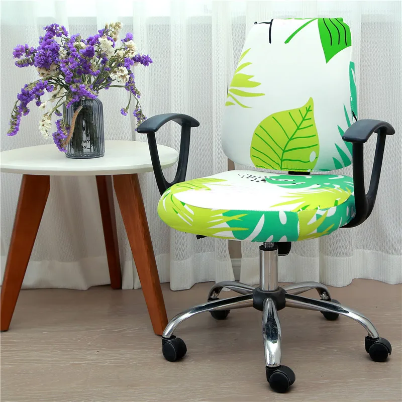 С цветочным принтом офисные разделение чехлы для стульев вращающийся съемный высокие эластичные накидка для сиденья современный чехол