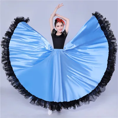 FEECOLOR Half Skirt Spanish Bullfight Dance Skirt Belly Dance Skirt Swing Dress Opening Dance Flamenco Costume