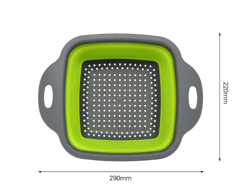 2pcs/set Foldable Silicone Colander Fruit Vegetable Washing Basket Strainer Collapsible Drainer With Handle Kitchen Tool