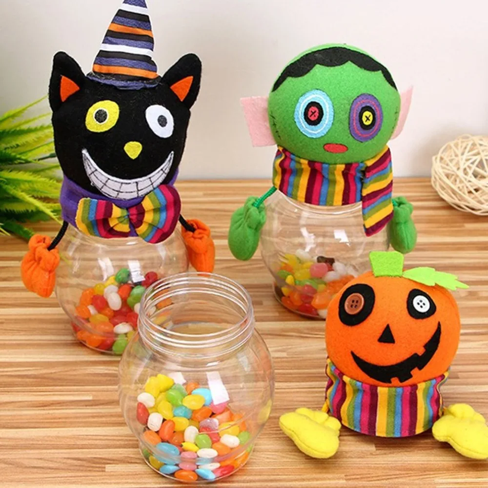 

Attractive Design Happy Halloween Party Bottle Case Candy Jar Household Children Can Bin Decor Box Dropshipping