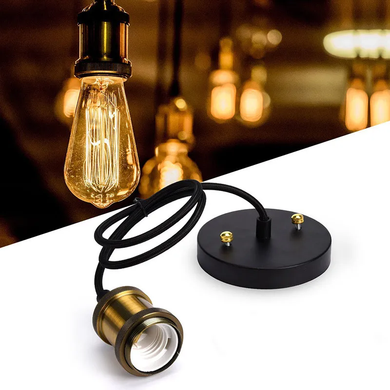 

After You Iron Art Lamp Pendant Lights E27 Lamp Holder 220V LED Lights Incandescent Vintage Retro Edison Bulb Decor Lamp Holder