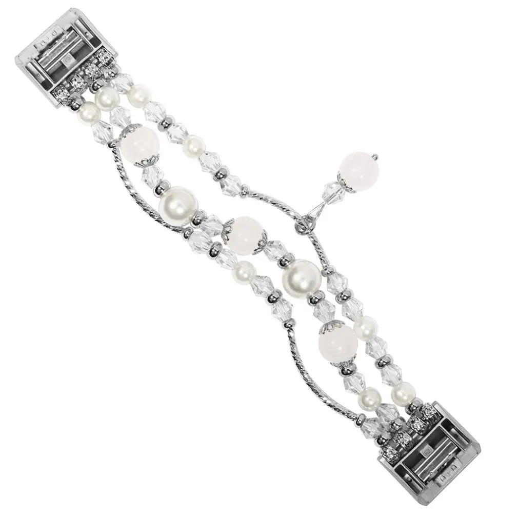 Simpeak браслет для Jewelry Charge 2 ювелирный браслет с эластичными жемчужные бусины Fit Bit Smartwatch для женщин девочек - Цвет ремешка: white