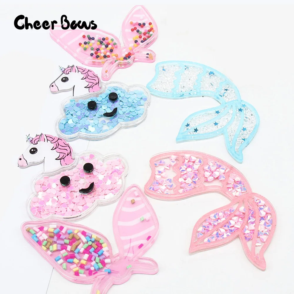 Акриловые аксессуары для волос в виде облаков единорога 1 шт. блестки с