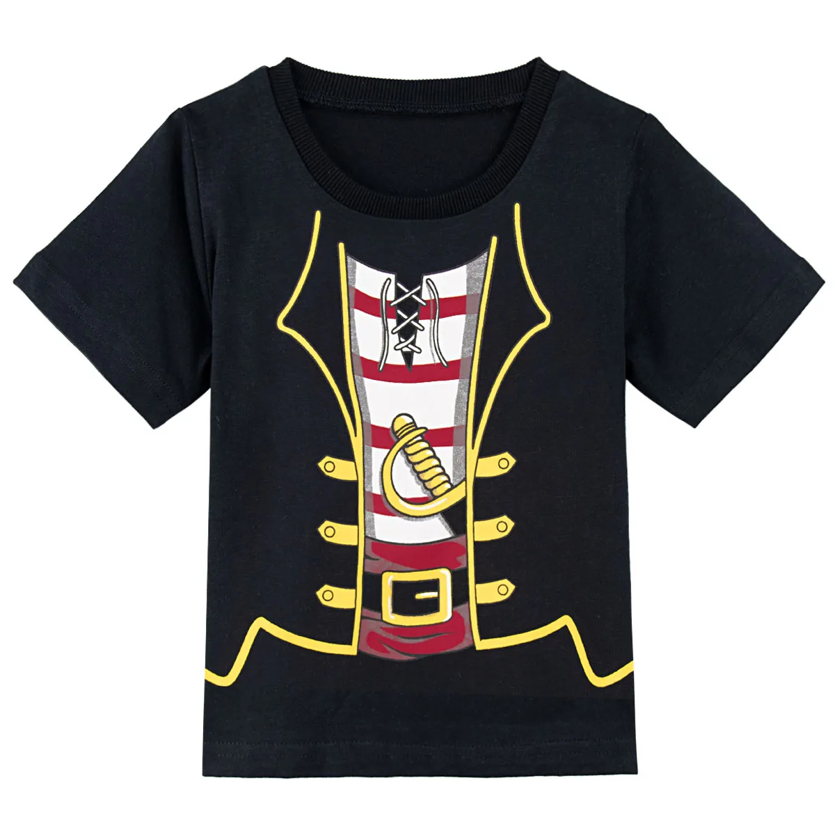 Детская Пиратская футболка для мальчиков детская хлопковая футболка для костюмированной вечеринки, топы для малышей, футболка с принтом для малышей Детская летняя футболка с короткими рукавами - Цвет: Pirate