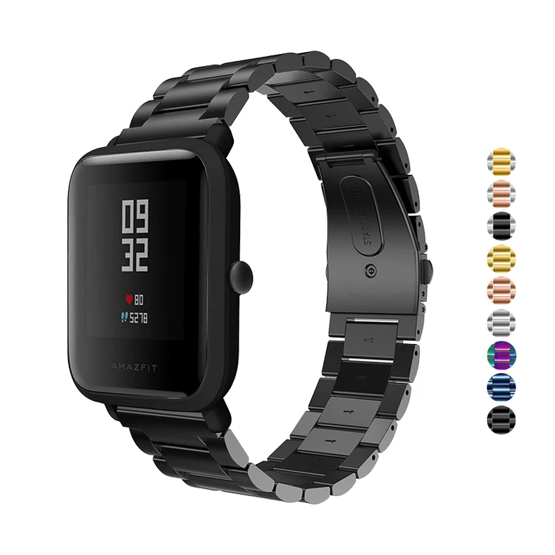 Ремешок из нержавеющей стали для Huami Amazfit GTS/Bip lite/GTR 42 мм/pace/GTR 47 мм/stratos аксессуары